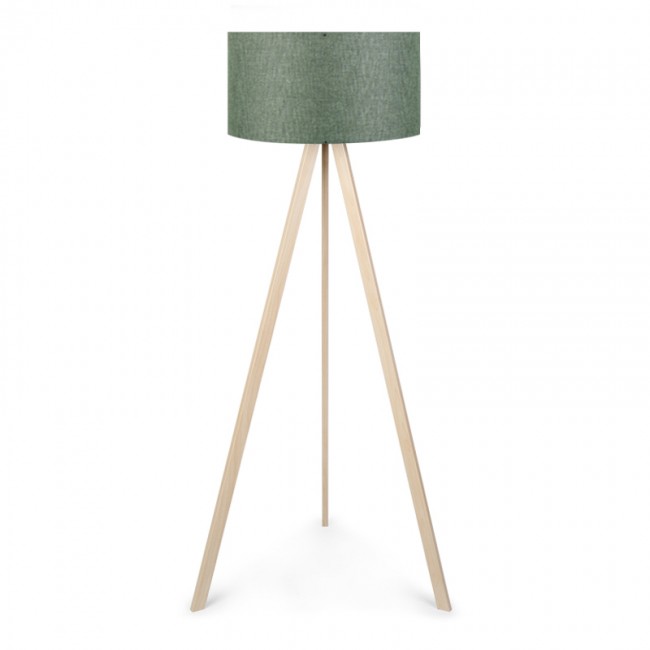 Φωτιστικό δαπέδου Rosling Megapap Mdf/ύφασμα Pvc χρώμα φυσικό/χακί 38x38x140εκ.