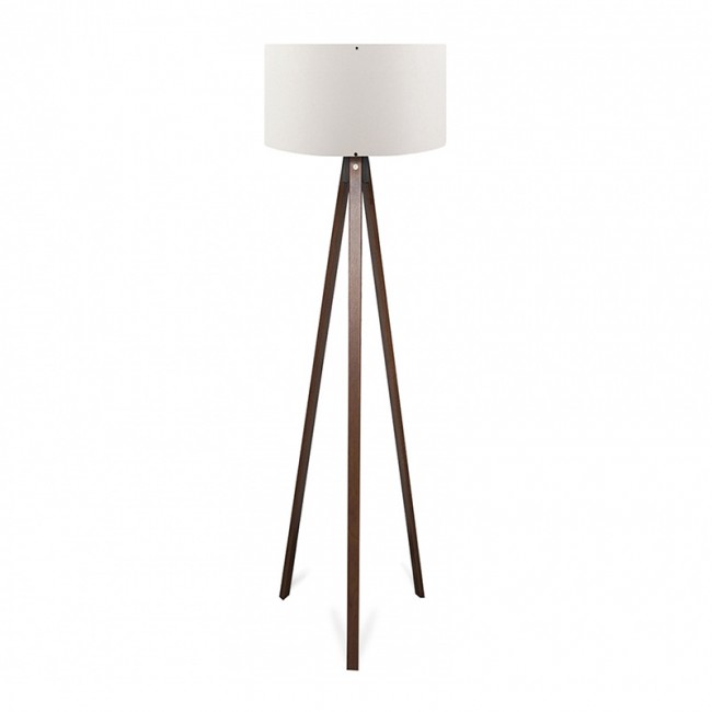 Φωτιστικό δαπέδου Rosling Megapap Mdf/ύφασμα Pvc χρώμα καρυδί - λευκό 38x38x140εκ.