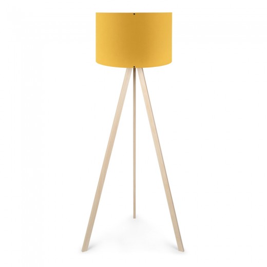 Φωτιστικό δαπέδου Rosling Megapap Mdf/ύφασμα Pvc χρώμα φυσικό/κροκί 38x21x140εκ.