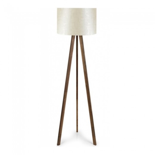 Φωτιστικό δαπέδου Rosling Megapap Mdf/ύφασμα Pvc χρώμα καρυδί/μπεζ 38x21x140εκ.
