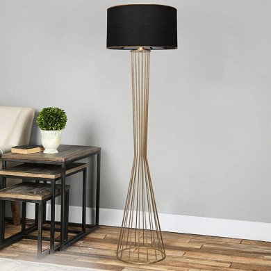 Clarke Megapap metallic/fabric floor lamp in golden/black color 38x21x155cm.