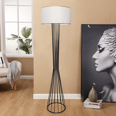 Clarke Megapap metallic/fabric floor lamp in black/white color 38x21x155cm.