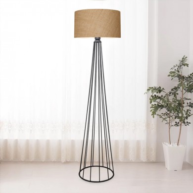 Clarke Megapap metallic/fabric floor lamp in black/natural color 38x38x155cm.