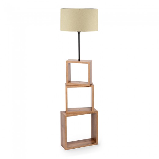 Φωτιστικό δαπέδου Claude Megapap Mdf/fabric Pvc χρώμα καφέ/μπεζ 37x20x140εκ.