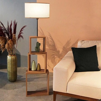 Claude Megapap Mdf/fabric/Pvc floor lamp in brown/beige color 37x20x140cm.