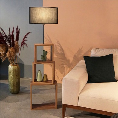 Claude Megapap Mdf/fabric/Pvc floor lamp in brown/black color 37x20x140cm.