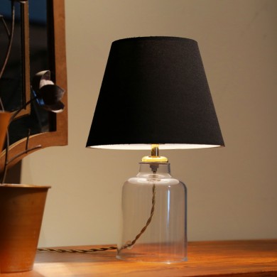 Atkinson Megapap fabric/plastic table lamp in black/golden color 22x14x30cm.