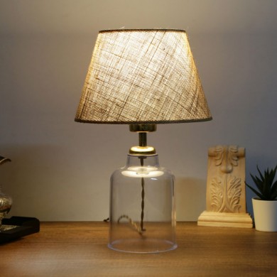 Atkinson Megapap fabric/plastic table lamp in brown/golden color 22x14x30cm.