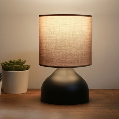 Neil Megapap fabric/metallic table lamp in brown/black color 18,5x17x32cm.