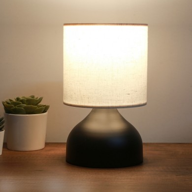 Neil Megapap fabric/metallic table lamp in cream/black color 18,5x17x32cm.