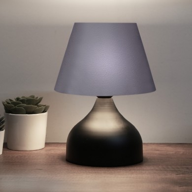 Hubert Megapap fabric/metallic table lamp in grey/black color 22x14x32cm.