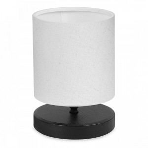 Φωτιστικό επιτραπέζιο Hassard Megapap ύφασμα/Mdf χρώμα λευκό/μαύρο 15x16x22εκ.