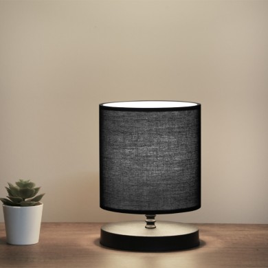 Hassard Megapap fabric/Mdf table lamp in black color 15x16x22cm.
