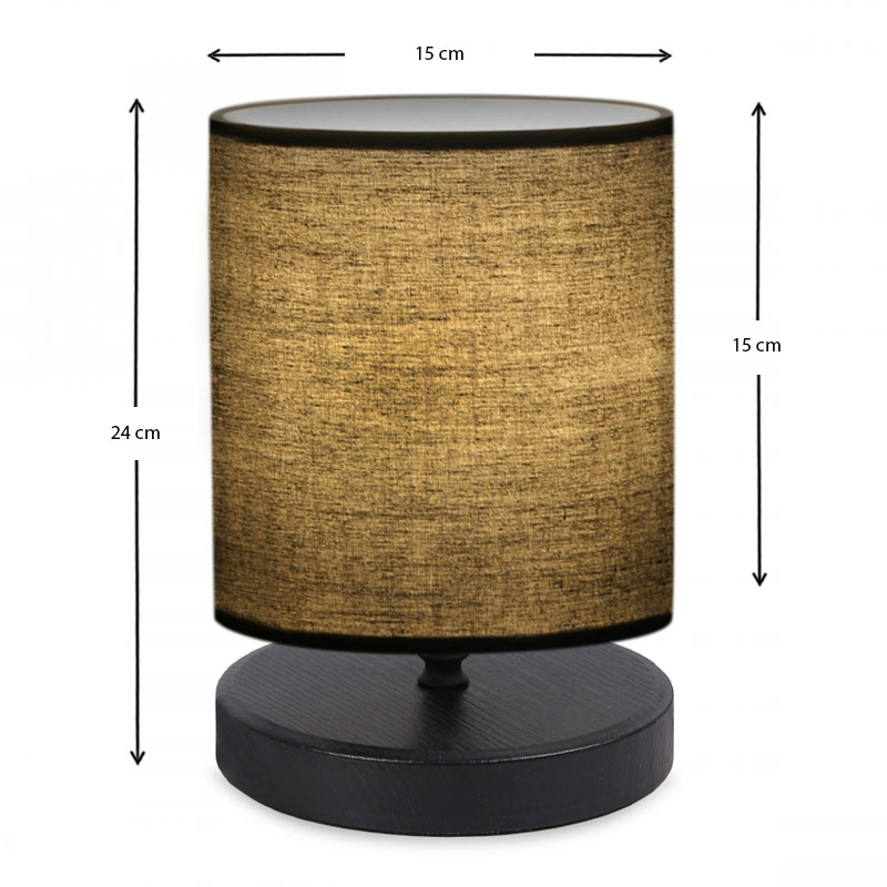 Hassard Megapap fabric/Mdf table lamp in black color 15x16x22cm.