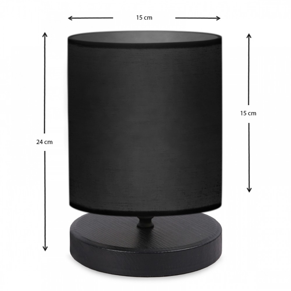 Φωτιστικό επιτραπέζιο Hassard Megapap ύφασμα/Mdf χρώμα μαύρο 15x16x22εκ.