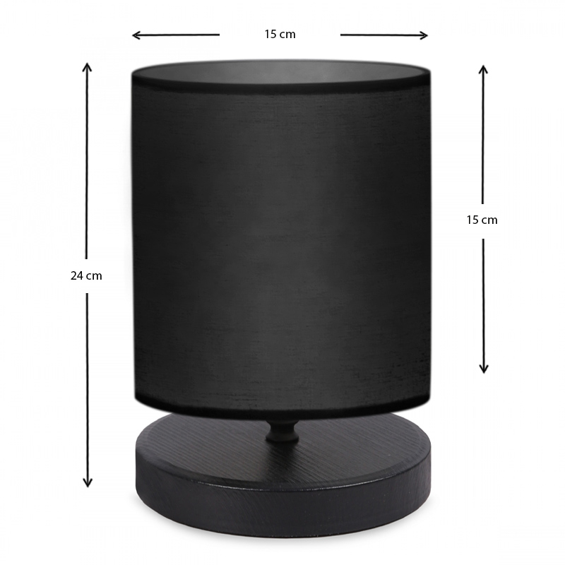 Hassard Megapap fabric/Mdf table lamp in black color 15x16x22cm.