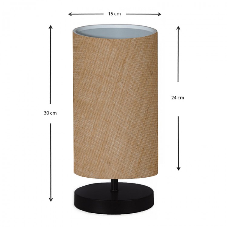 Φωτιστικό επιτραπέζιο Huls Megapap ύφασμα/ξύλο/μέταλλο χρώμα φυσικό/μαύρο 15x24x30εκ.