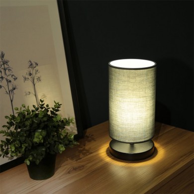 Winkler Megapap fabric/wooden/metallic table lamp in anthracite/black color 15x24x30cm.