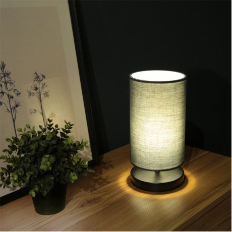 Winkler Megapap fabric/wooden/metallic table lamp in anthracite/black color 15x24x30cm.