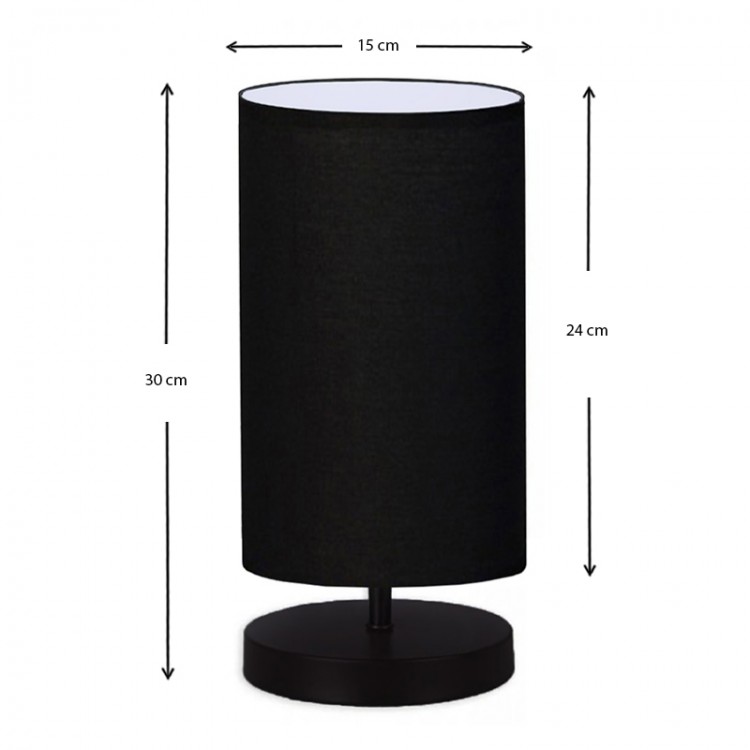 Φωτιστικό επιτραπέζιο Winkler Megapap ύφασμα/ξύλο/μέταλλο χρώμα μαύρο 15x24x30εκ.