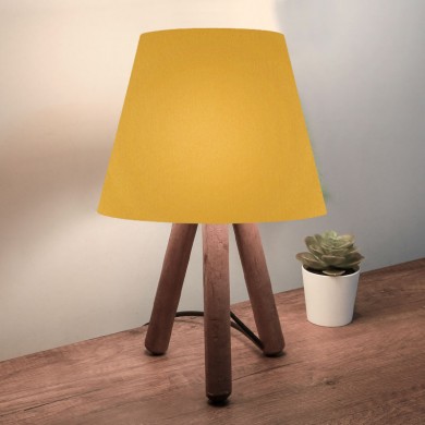 Lander Megapap E27 fabric/Pvc/wooden table lamp in yellow/brown color 22x17x33cm.