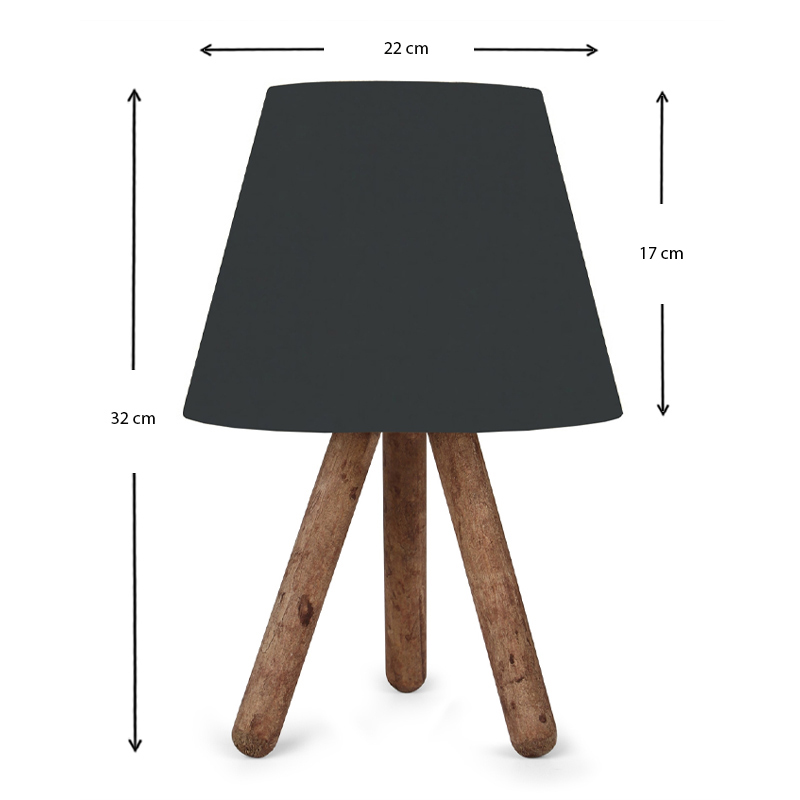 Lander Megapap fabric/Pvc/wooden table lamp in black/brown color 22x17x32cm.