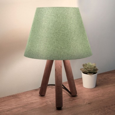 Lander Megapap fabric/Pvc/wooden table lamp in cypress/brown color 22x17x32cm.