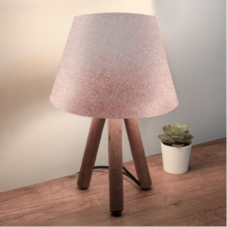Lander Megapap fabric/Pvc/wooden table lamp in pink/brown color 22x14x32cm.