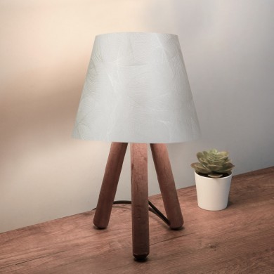 Lander Megapap fabric/Pvc/wooden table lamp in white/brown color 22x14x32cm.