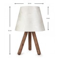 Lander Megapap fabric/Pvc/wooden table lamp in white/brown color 22x14x32cm.
