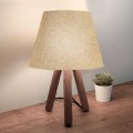 Lander Megapap E27 fabric/Pvc/wooden table lamp in beige/brown color 22x17x33cm.