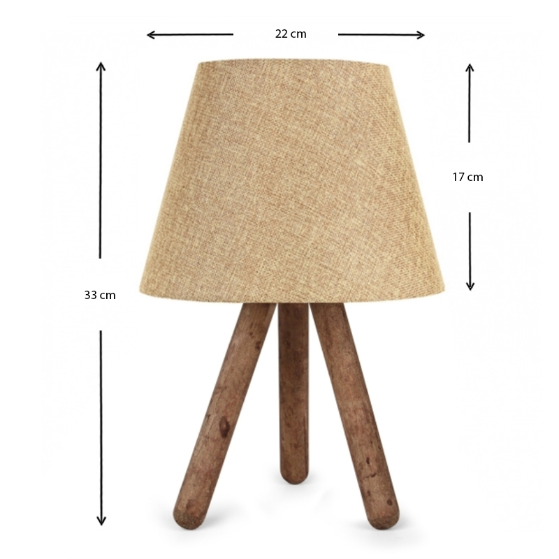 Lander Megapap E27 fabric/Pvc/wooden table lamp in beige/brown color 22x17x33cm.