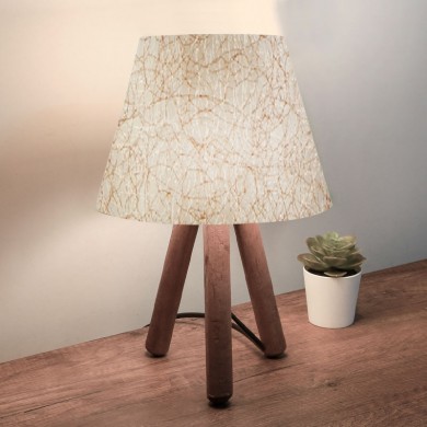 Lander Megapap E27 fabric/Pvc/wooden table lamp in golden beige/brown color 22x17x33cm.