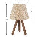 Lander Megapap E27 fabric/Pvc/wooden table lamp in golden beige/brown color 22x17x33cm.