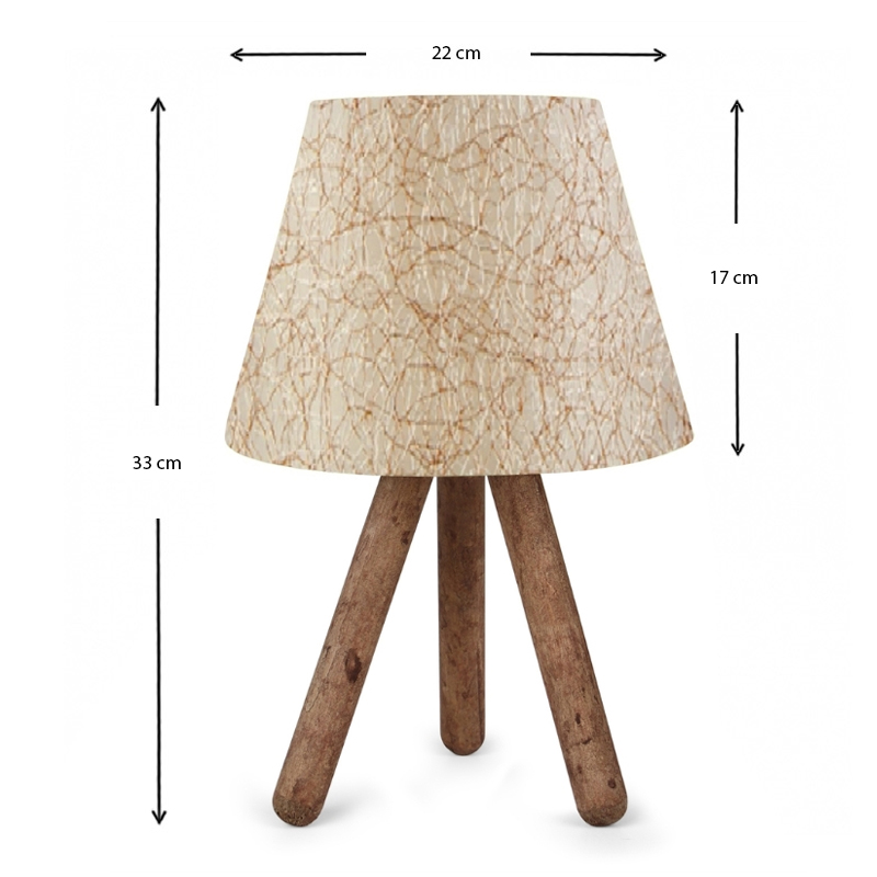 Lander Megapap E27 fabric/Pvc/wooden table lamp in golden beige/brown color 22x17x33cm.