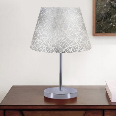 Jules Megapap fabric/Pvc/chrome table lamp in white/silver color 22x17x37cm.
