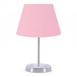 Φωτιστικό επιτραπέζιο Jules Megapap ύφασμα/Pvc/χρώμιο χρώμα ροζ/ασημί 22x17x37εκ.