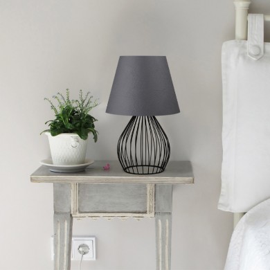 Akerlind Megapap fabric/Pvc/metallic table lamp in light anthracite/black color 22x17x36cm.