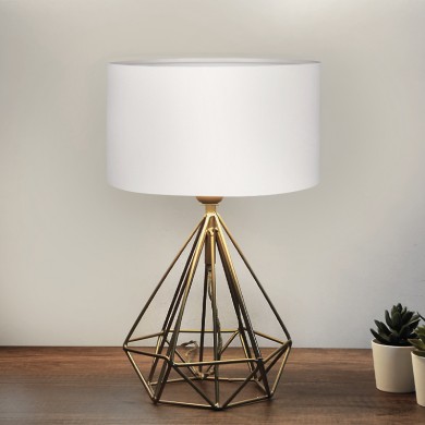Vanstone Megapap fabric/metallic table lamp in cream/golden color 24x15x39cm.