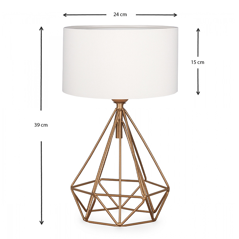 Vanstone Megapap fabric/metallic table lamp in cream/golden color 24x15x39cm.