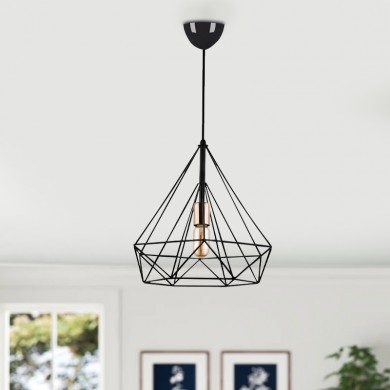 Donald Megapap metallic ceiling lamp in black color 25x30x65cm.