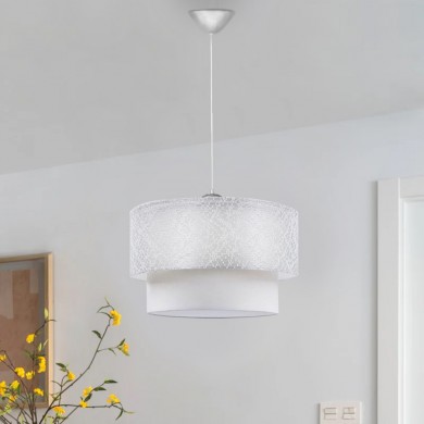 Φωτιστικό οροφής Barnhart Megapap υφασμάτινο μονόφωτο χρώμα λευκό 30x30x70εκ.