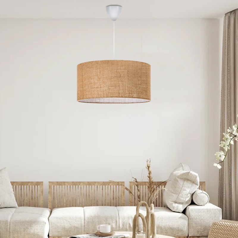 Monahan Megapap E27 juta fabric ceiling lamp in beige color 38x21x70cm.