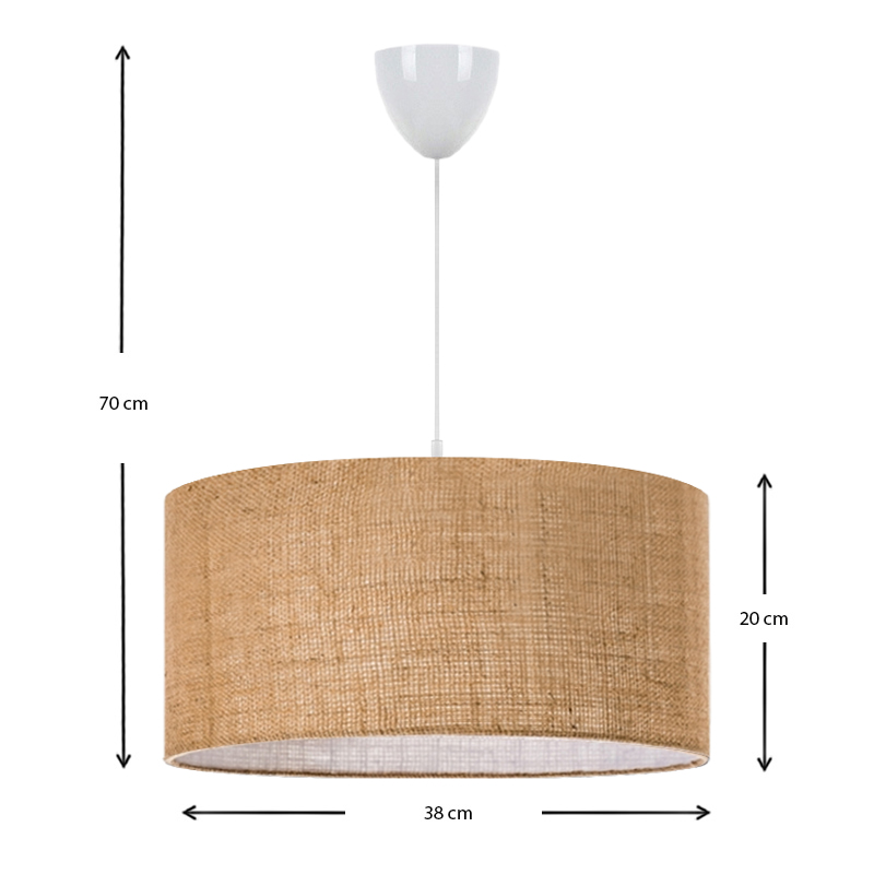 Monahan Megapap E27 juta fabric ceiling lamp in beige color 38x21x70cm.