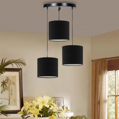 Rosie Megapap fabric ceiling 3-light in black color 15x15x90cm.
