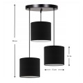 Rosie Megapap fabric ceiling 3-light in black color 15x15x90cm.