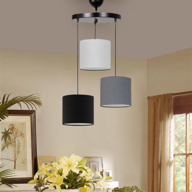 Rosie Megapap fabric ceiling 3 light in grey/black color 15x15x90cm.