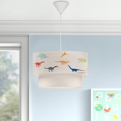 Goofy Megapap fabric ceiling lamp with cute little dinosaurs 30x20x70cm.