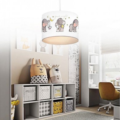 Goofy Megapap fabric ceiling lamp with cute little elephants 24x22x70cm.
