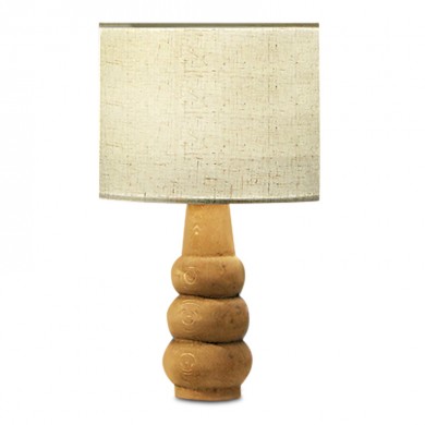 Ginger Megapap Ε27 fabric/Mdf table light in cream/brown color 19x16x30cm.